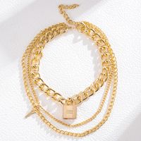 Hip-Hop Solid Color Alloy Layered Women's Three Layer Necklace main image 9