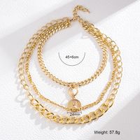 Hip-Hop Solid Color Alloy Layered Women's Three Layer Necklace sku image 1