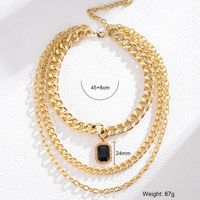 Hip-Hop Solid Color Alloy Layered Women's Three Layer Necklace sku image 5