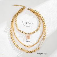 Hip-Hop Solid Color Alloy Layered Women's Three Layer Necklace sku image 7
