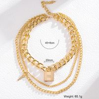 Hip-Hop Solid Color Alloy Layered Women's Three Layer Necklace sku image 8