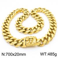 Hip-Hop Skull Stainless Steel 18K Gold Plated Women's Necklace sku image 3