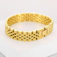 Hip-Hop Solid Color Stainless Steel 18K Gold Plated Men's Bracelets main image 6