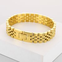 Hip-Hop Solid Color Stainless Steel 18K Gold Plated Men's Bracelets main image 5