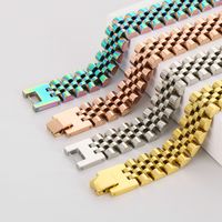Hip-Hop Solid Color Stainless Steel 18K Gold Plated Men's Bracelets main image 4