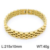 Hip-Hop Solid Color Stainless Steel 18K Gold Plated Men's Bracelets sku image 3