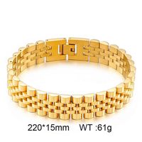 Hip-Hop Solid Color Stainless Steel 18K Gold Plated Men's Bracelets sku image 11