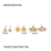 3 Paires Style IG Brillant Pétale Incruster Acier Inoxydable 304 Zircon Plaqué Or 18K Boucles D'Oreilles main image 2