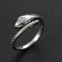 Stainless Steel IG Style Simple Style Classic Style Snake Inlay Zircon Open Rings sku image 1