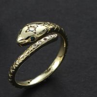 Stainless Steel IG Style Simple Style Classic Style Snake Inlay Zircon Open Rings sku image 2