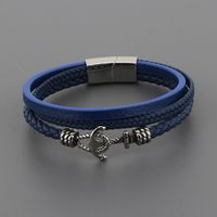 Business Anchor Leather Braid Men's Bangle main image 3