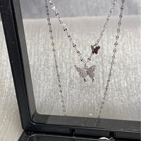 Sterling Silber Süss Schmetterling Inlay Zirkon Halskette Mit Anhänger main image 4