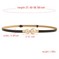 Simple Style Classic Style Solid Color Pu Leather Pearl Women's Leather Belts main image 2