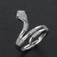 Stainless Steel Simple Style Sports Snake Inlay Zircon Open Rings sku image 1