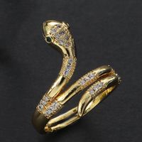 Stainless Steel Simple Style Sports Snake Inlay Zircon Open Rings sku image 2