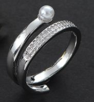 Stainless Steel Casual Simple Style Round Inlay Pearl Zircon Open Rings sku image 2