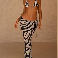 Women's Vacation Zebra Leopard Printing 3 Pieces Set Bikinis Swimwear main image 4