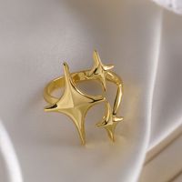 Wholesale Retro Commute Geometric Copper Plating Inlay 18K Gold Plated Zircon Open Rings main image 3