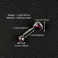 1 Piece Belly Rings Simple Style Color Block Stainless Steel Polishing Inlay Diamond Belly Rings main image 2
