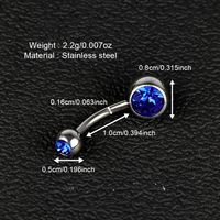 1 Piece Belly Rings Simple Style Color Block Stainless Steel Polishing Inlay Diamond Belly Rings main image 4