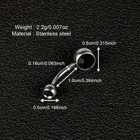 1 Piece Belly Rings Simple Style Color Block Stainless Steel Polishing Inlay Diamond Belly Rings main image 5