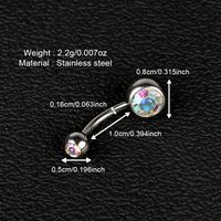 1 Piece Belly Rings Simple Style Color Block Stainless Steel Polishing Inlay Diamond Belly Rings main image 8
