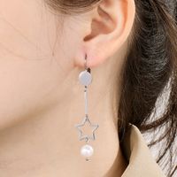 1 Pair Simple Style Star Inlay 304 Stainless Steel Pearl 18K Gold Plated Drop Earrings main image 8