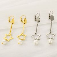 1 Pair Simple Style Star Inlay 304 Stainless Steel Pearl 18K Gold Plated Drop Earrings main image 3