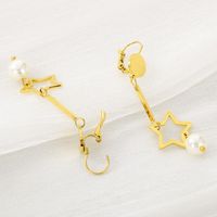 1 Pair Simple Style Star Inlay 304 Stainless Steel Pearl 18K Gold Plated Drop Earrings main image 6