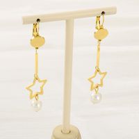 1 Pair Simple Style Star Inlay 304 Stainless Steel Pearl 18K Gold Plated Drop Earrings main image 5
