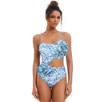 Women's Vacation Ditsy Floral Solid Color Flower 2 Pieces Set One Piece Swimwear main image 2