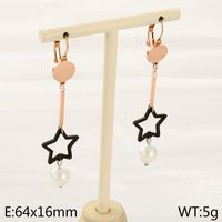1 Pair Simple Style Star Inlay 304 Stainless Steel Pearl 18K Gold Plated Drop Earrings main image 10