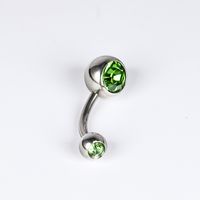 1 Piece Belly Rings Simple Style Color Block Stainless Steel Polishing Inlay Diamond Belly Rings sku image 4