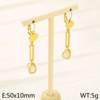 1 Pair Simple Style Solid Color Inlay Stainless Steel Pearl 18K Gold Plated Drop Earrings main image 9
