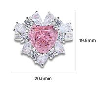 Argent Sterling Style Simple Style Classique Forme De Cœur Incruster Diamant À Haute Teneur En Carbone Anneaux main image 2