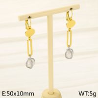 1 Pair Simple Style Solid Color Inlay Stainless Steel Pearl 18K Gold Plated Drop Earrings sku image 3
