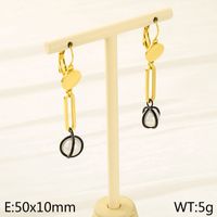 1 Pair Simple Style Solid Color Inlay Stainless Steel Pearl 18K Gold Plated Drop Earrings sku image 4