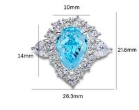 Sterling Silver Simple Style Water Droplets Solid Color Inlay High Carbon Diamond Rings main image 2