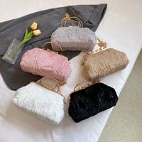 Plush Solid Color Sewing Thread Chain Collage/Splicing Sewing Evening Bags main image 1
