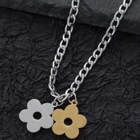 Stainless Steel Cute Hip-Hop Luxurious Flower Pendant Necklace sku image 1