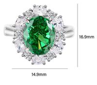 Argent Sterling Style Simple Style Classique Géométrique Incruster Diamant À Haute Teneur En Carbone Anneaux main image 2