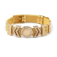 Simple Style Solid Color 304 Stainless Steel Gold Plated Alloy Rhinestones Bangle In Bulk sku image 2