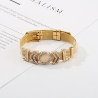 Simple Style Solid Color 304 Stainless Steel Gold Plated Alloy Rhinestones Bangle In Bulk main image 5