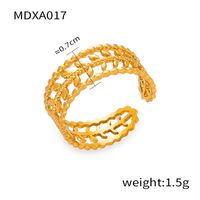 Titanium Steel 18K Gold Plated Casual Simple Style Commute Layered Plating Hollow Out Round Heart Shape Open Rings sku image 2