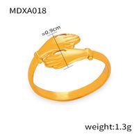 Titanium Steel 18K Gold Plated Casual Simple Style Commute Layered Plating Hollow Out Round Heart Shape Open Rings sku image 3