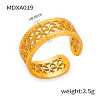 Titanium Steel 18K Gold Plated Casual Simple Style Commute Layered Plating Hollow Out Round Heart Shape Open Rings sku image 4