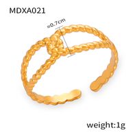Titanium Steel 18K Gold Plated Casual Simple Style Commute Layered Plating Hollow Out Round Heart Shape Open Rings sku image 6