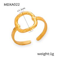 Titanium Steel 18K Gold Plated Casual Simple Style Commute Layered Plating Hollow Out Round Heart Shape Open Rings sku image 7