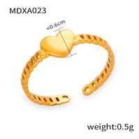 Titanium Steel 18K Gold Plated Casual Simple Style Commute Layered Plating Hollow Out Round Heart Shape Open Rings sku image 8