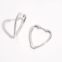 1 Pair Elegant Glam Round Heart Shape Inlay Sterling Silver Zircon White Gold Plated Earrings main image 2